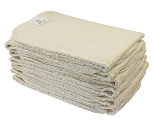 Blümchen BioBaumwolle Stoffwindel Saugeinlagen 12 Stück Medium, Einlage, 34x11cm, 8-lagig, für Pocketwindel, Strickwindel, Höschenwindel, waschbar bis 95°C, Beige, floraler Stoff, wiederverwendbar